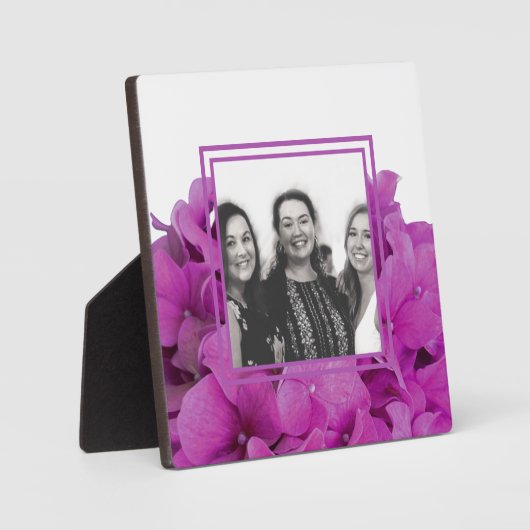 Plaque Photo Elégante magenta rose hydrangée florale roses (Recto)