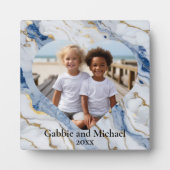 Plaque Photo Elégante modèle photo en marbre bleu blanc (Devant)