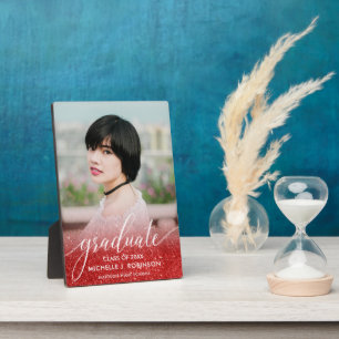 Plaque Photo Élégante Parties scintillant Rouge Ombre Girly Pho