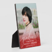 Plaque Photo Élégante Parties scintillant Rouge Ombre Girly Pho (Côté)