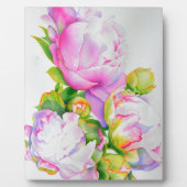 Plaque Photo Elégante peinture d'aquarelle blanche rose (Devant)