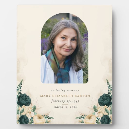 Plaque Photo Elégante photo commémorative Floral (Devant)