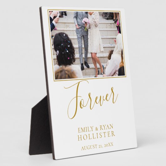 Plaque Photo Élégante photo Mariage de script doré (Côté)
