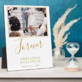 Plaque Photo Élégante photo Mariage de script doré (Côté)