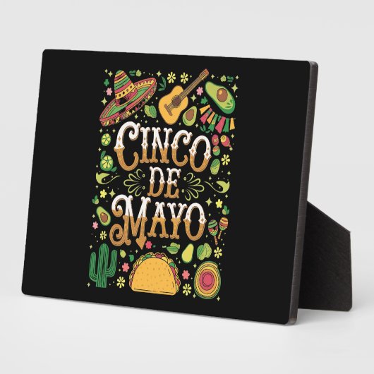 Plaque Photo Éléments de fête mignons de la fête Cinco De Mayo (Côté)