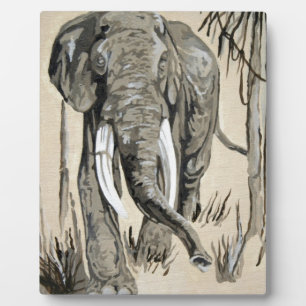 Plaque Photo Eléphant Se Promenant À Travers L'Art De La Savane