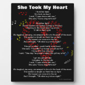 Plaque Photo Elle A Pris Mon Coeur Rouge Notes Musicales Poème (Devant)