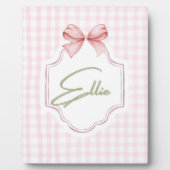 Plaque Photo Ellie Ruban Rose Personnalisé & Imprimé Vichy (Devant)