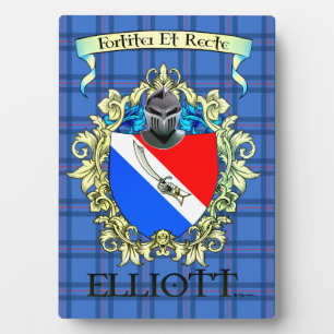 Plaque Photo Elliott Clan Heritage Crest et Tartan