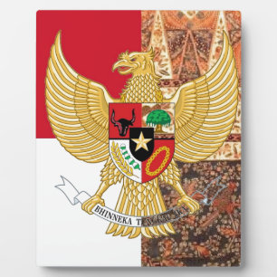 Plaque Photo Emblem of Indonesia - Garuda Pancasila  Batik Flag
