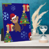 Plaque Photo Émotion de singe de père Noël (Côté)