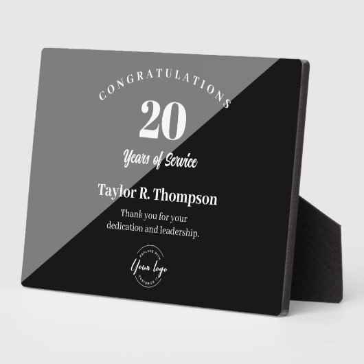 Plaque Photo Employé 20 ans de service Logo personnalisé (Côté)