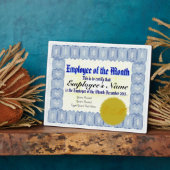 Plaque Photo Employé du certificat du mois (Côté)