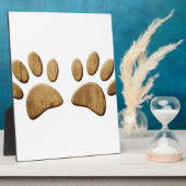 Plaque Photo Empreinte de patte de chien de bois (Côté)