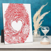 Plaque Photo empreinte rouge avec coeur (Côté)