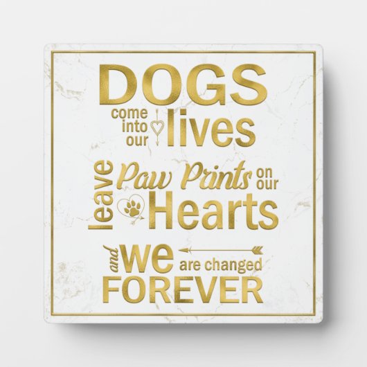 Plaque Photo Empreintes de Patte de Chien Dans Nos Cœurs Hommag (Devant)