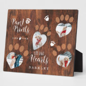 Plaque Photo Empreintes de Patte en Bois Rustique sur Notre Cœu (Côté)