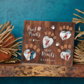 Plaque Photo Empreintes de Patte en Bois Rustique sur Notre Cœu (Côté)