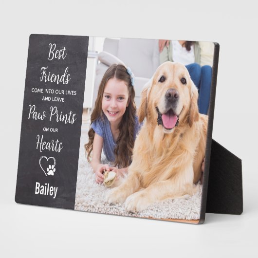 Plaque Photo Empreintes de pattes dans nos cœurs Mémorial pour (Côté)