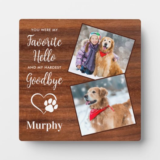 Plaque Photo Empreintes de pattes rustiques Personnalisé Pet Ph (Devant)