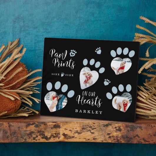 Plaque Photo Empreintes de pattes sur nos coeurs Photo Memorial (Côté)