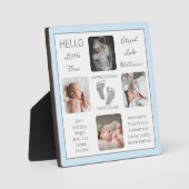 Plaque Photo Empreintes photos multiples bleu garde-naissance (Recto)