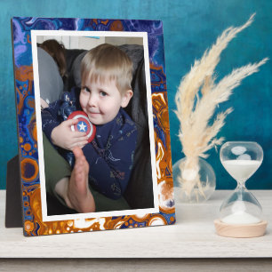 Plaque photo en marbre bleu et Brown de Faux