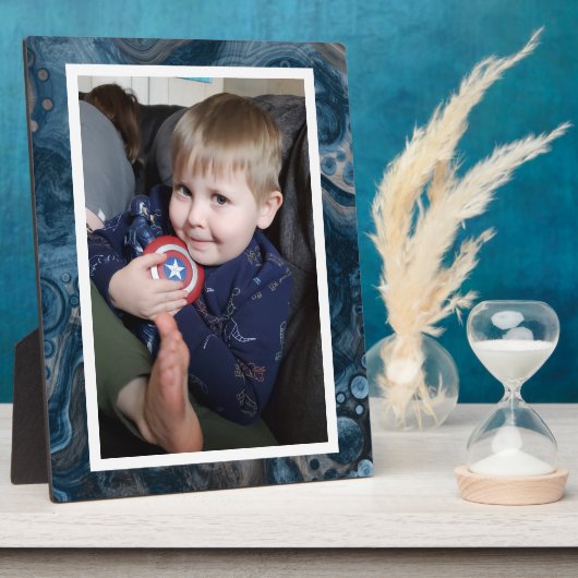 Plaque photo en marbre bleu et noir Faux (Côté)