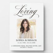 Plaque Photo En Mémoire Amoureuse Élégant Script Memorial (Devant)