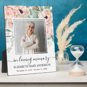 Plaque Photo En Mémoire Amoureuse Photo Blush Pink Floral Memor