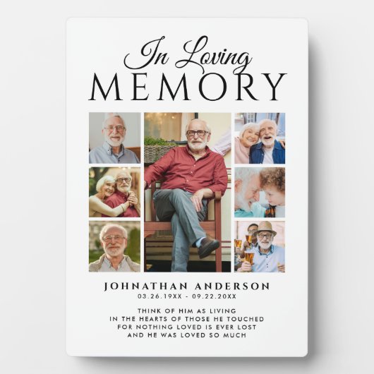 Plaque Photo En mémoire d'amour Mémorial noir et blanc de 7 pho (Devant)