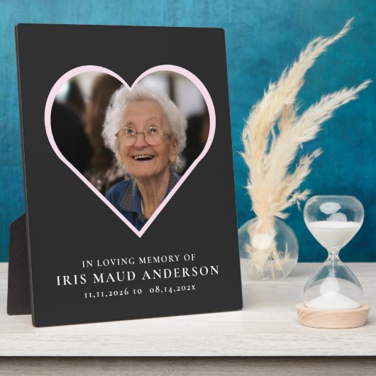 Plaque Photo en mémoire d'amour moderne mignon photo coeur (Côté)