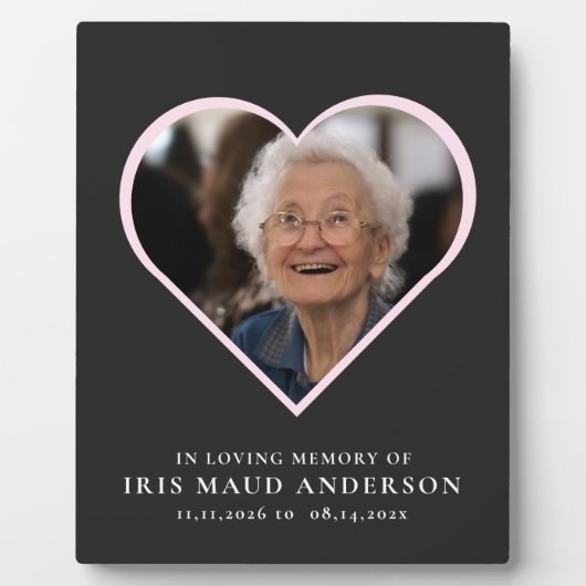 Plaque Photo en souvenir affectueux cœur moderne photo mignonn (Devant)