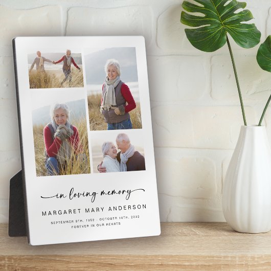 Plaque Photo En Souvenir Affectueux | Quatre Photos Funérailles