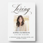 Plaque Photo En Souvenir Élegant Script Mémorial (Devant)