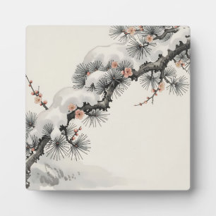 Plaque Photo Encre Japonaise Pin Fleur de Prunier Hiver