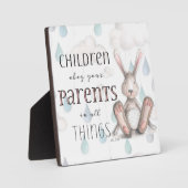 Plaque Photo Enfants Obéissez à vos parents-Col 3:20 (Recto)