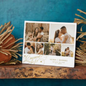 Plaque Photo Engaged couple 6 photo collage template white (Côté)