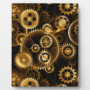 Plaque Photo Engrenages en laiton Steampunk sans couture