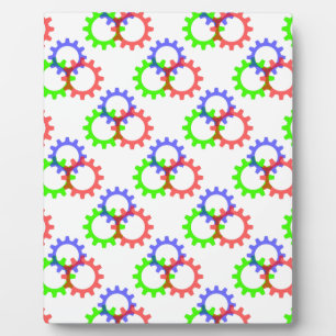 Plaque Photo Engrenages rouges, verts et bleus