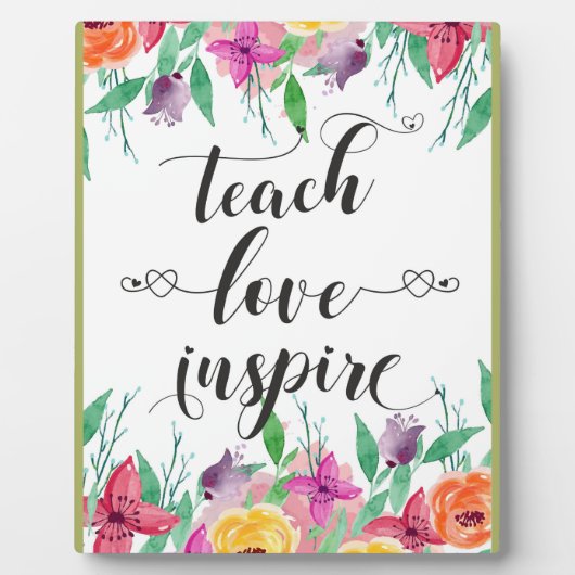 Plaque Photo Enseignant Cadeau Enseigner Amour Inspirer Citatio (Devant)