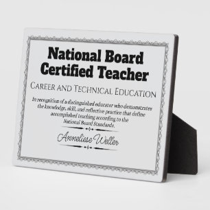 Plaque Photo Enseignant certifié au niveau national et personna