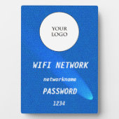 Plaque Photo Enseigne Cuir Bleu Lumineux Partage Réseau Wifi (Devant)