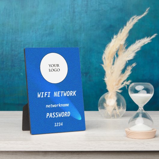 Plaque Photo Enseigne Cuir Bleu Lumineux Partage Réseau Wifi (Côté)