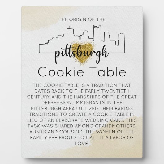 PLAQUE PHOTO ENSEIGNE DE TABLE DE COOKIES PITTSBURGH MARIAGE (Devant)