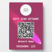 Plaque Photo Enseigne en cuir rose profond lumineux avec Wi-Fi (Devant)
