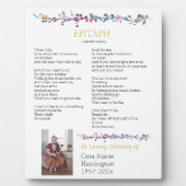 Plaque Photo Epitaph Poem Custom Memorial Tablett (Devant)