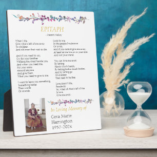 Plaque Photo Epitaph Poem Custom Memorial Tablett