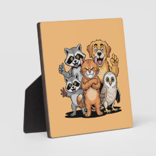 Plaque Photo Équipe d'amis animaux de dessin animé Illustration
