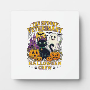 Plaque Photo Équipe vétérinaire effrayante Halloween Chat noir